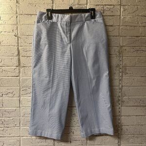 NWT Kim Rogers Petite Blue White Striped Capri Pants 10P
